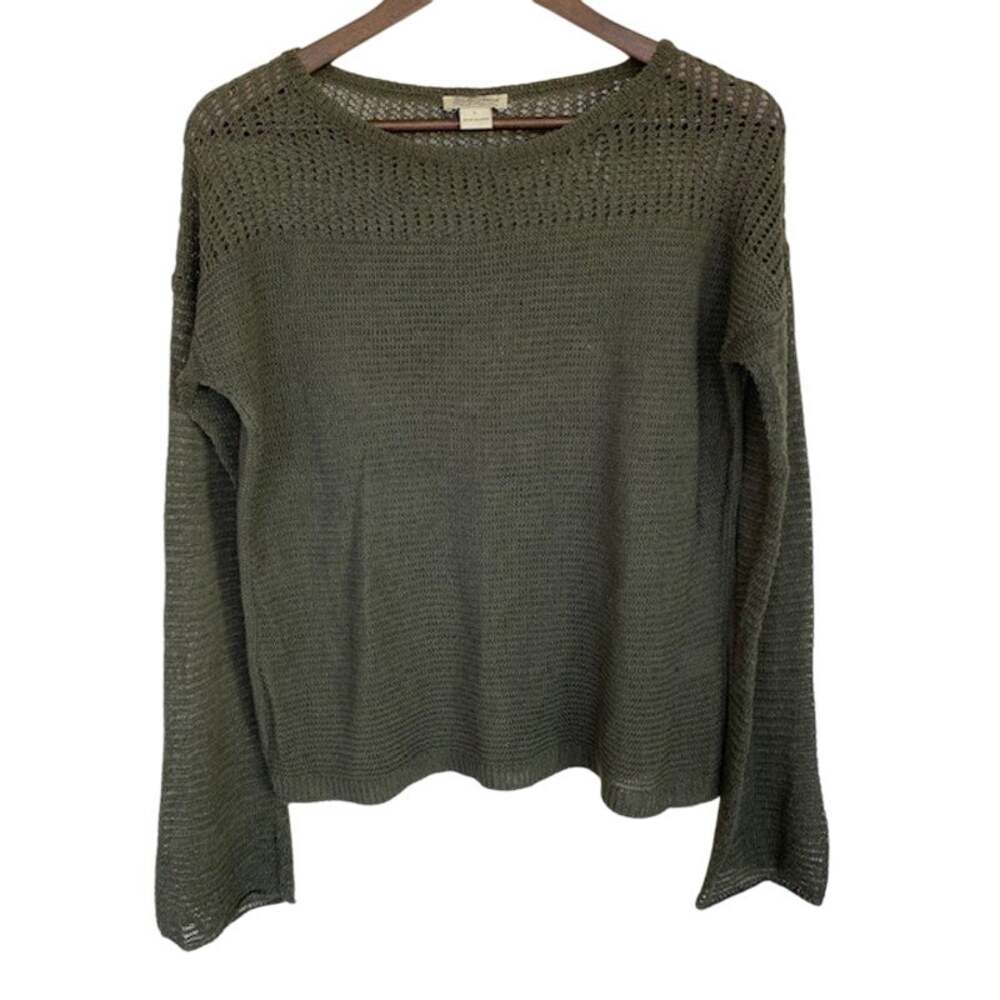 Lucky Brand Dark Green Lightweight Linen Sweater - Large